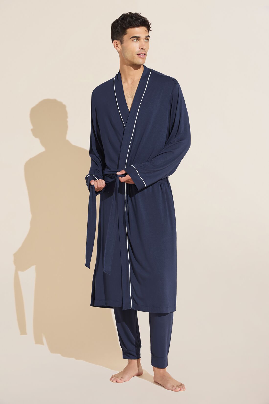 William TENCEL™ Modal Robe - True Navy/Ivory